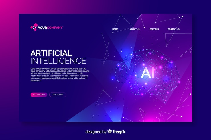 Vettore gratuito pagina di destinazione digitale di intelligenza artificiale