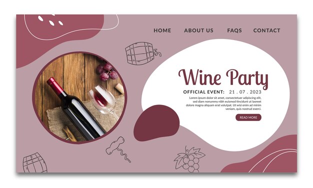 Pagina di destinazione disegnata a mano della festa del vino