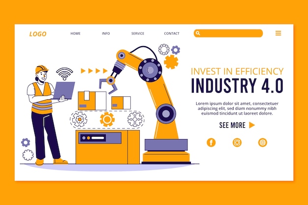 Pagina di destinazione Flat design industry 4.0