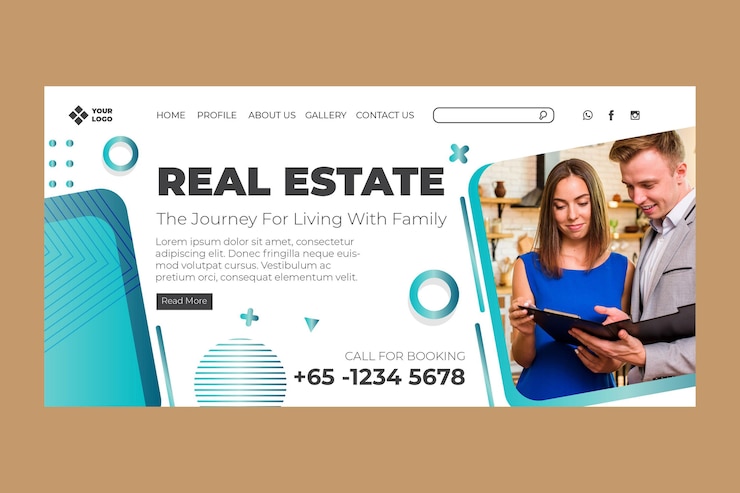 Vettore gratuito pagina di destinazione immobiliare