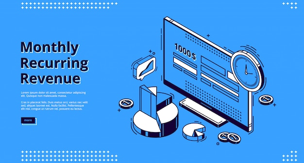 Pagina di destinazione isometrica delle entrate ricorrenti mensili