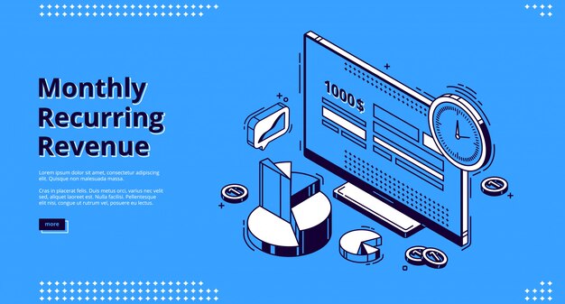 Pagina di destinazione isometrica delle entrate ricorrenti mensili