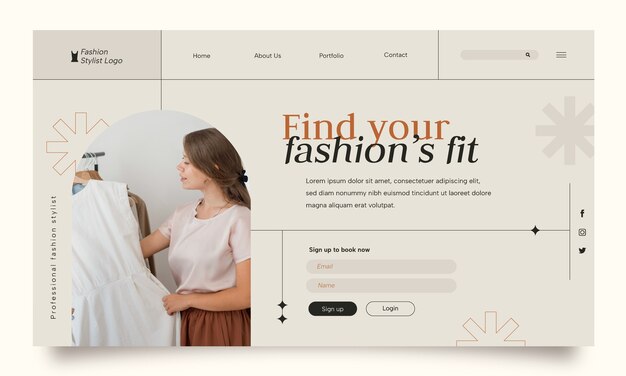 Pagina di destinazione minima dello stilista di moda