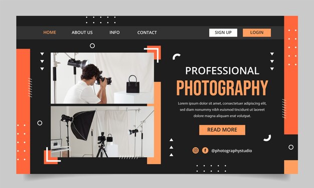 Pagina di destinazione minima dello studio fotografico