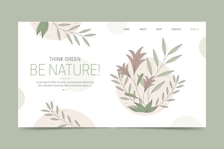 Vettore gratuito pagina di destinazione natura disegnata a mano modello