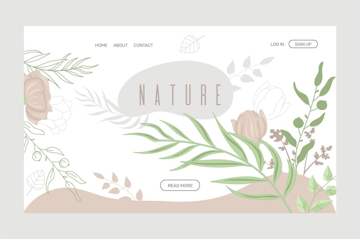 Vettore gratuito pagina di destinazione natura disegnata a mano