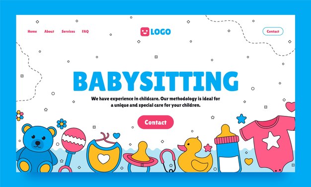 Pagina di destinazione per babysitter disegnata a mano