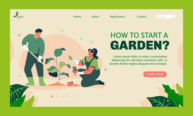 Pagina di destinazione per hobby di giardinaggio disegnata a mano