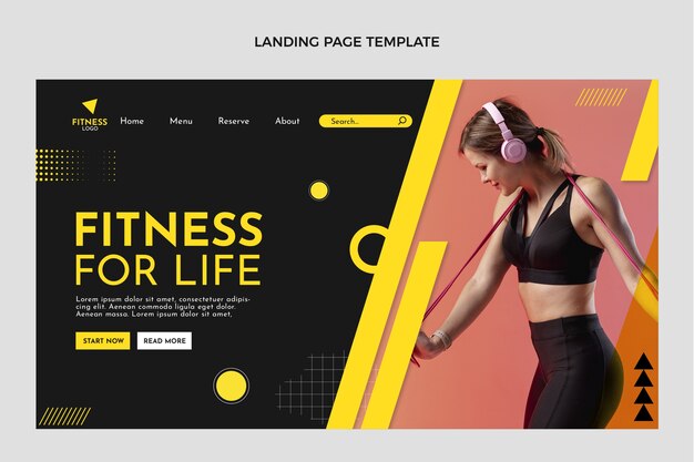 Pagina di destinazione per il fitness dal design piatto