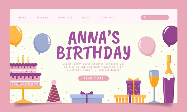 Pagina di destinazione per la celebrazione del compleanno