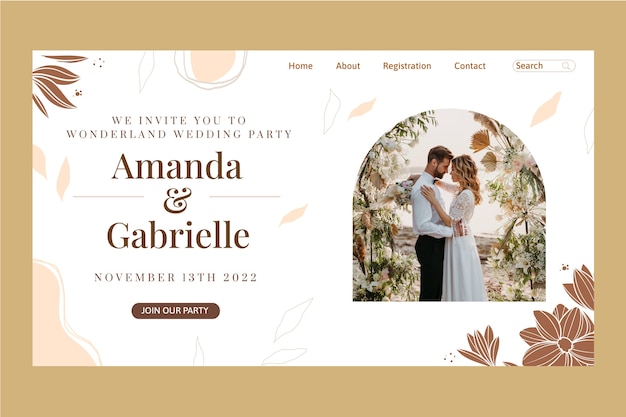 Pagina di destinazione per la celebrazione del matrimonio floreale