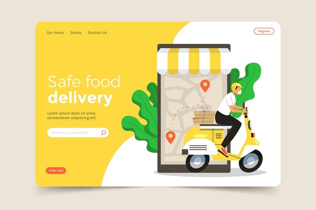 Pagina di destinazione per la consegna sicura degli alimenti