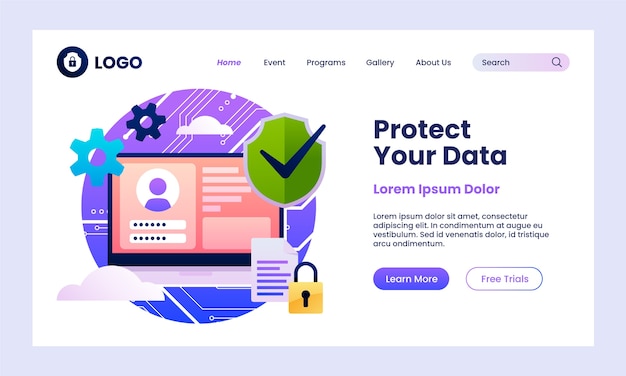 Pagina di destinazione per la privacy dei dati sfumati