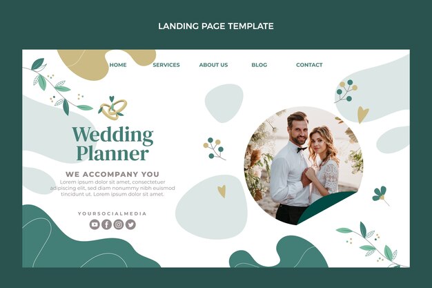 Pagina di destinazione per wedding planner dal design piatto