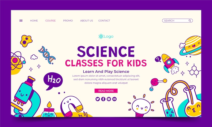 Vettore gratuito pagina di destinazione scientifica disegnata a mano
