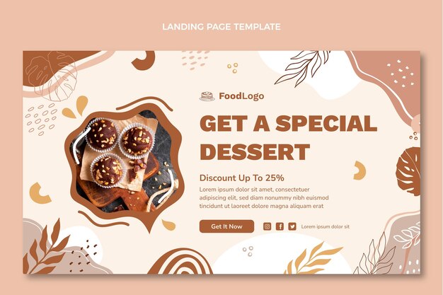 Pagina di destinazione speciale per dessert dal design piatto