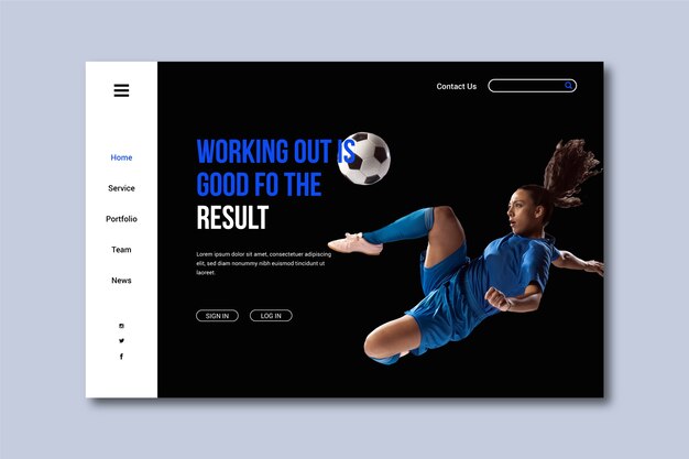 Pagina di destinazione sport con immagine