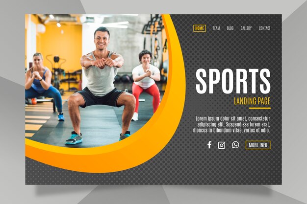 Pagina di destinazione sport con immagine