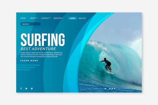 Pagina di destinazione sportiva con immagine