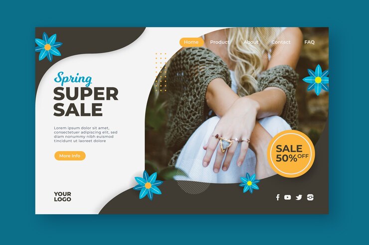 Vettore gratuito pagina di destinazione super vendita floreale primavera