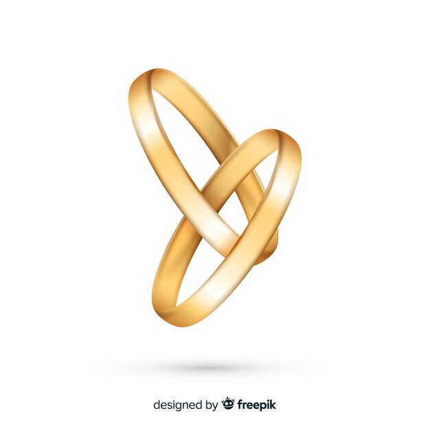 Paio realistico di anelli di nozze d&#39;oro
