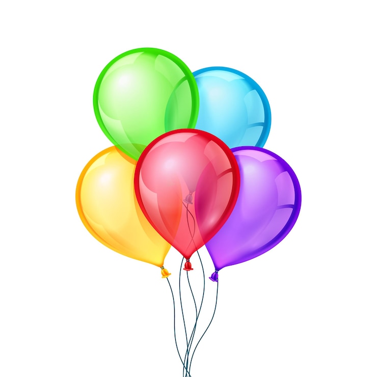Vettore gratuito palloncini celebrativi su sfondo isolato