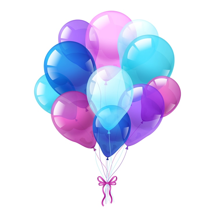 Vettore gratuito palloncini colorati mazzo di sfondo bianco