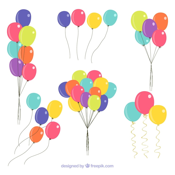 Vettore gratuito palloncini decorativi carini e colorati