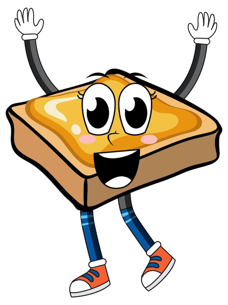 Vettore gratuito pane tostato con braccia e gambe