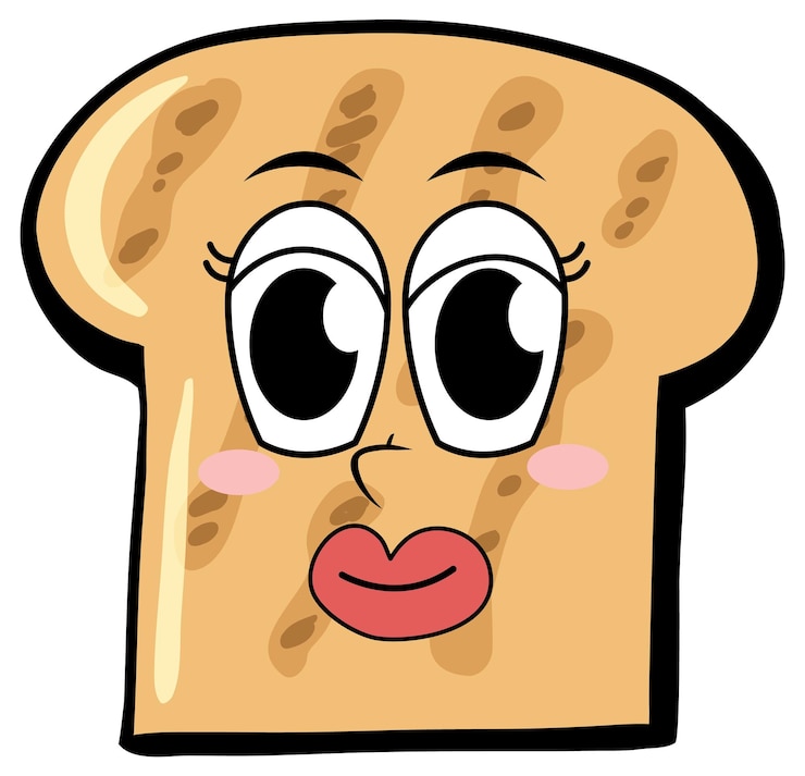 Vettore gratuito pane tostato con la faccia felice