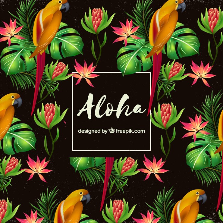Vettore gratuito pappagallo modello aloha sfondo