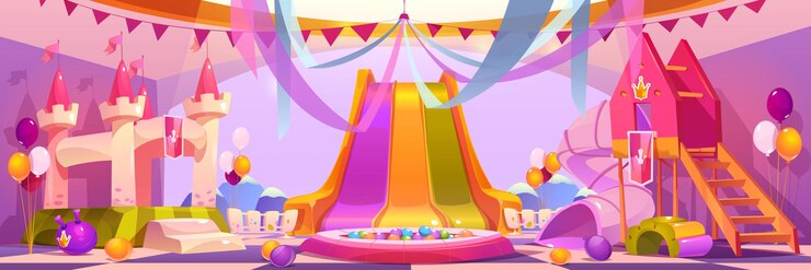 Vettore gratuito parco giochi dei cartoni animati per il tempo libero dei bambini