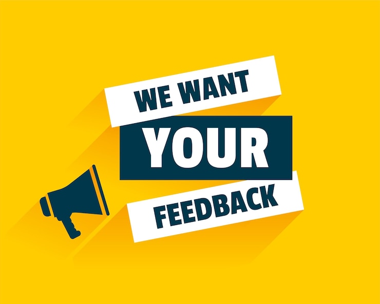 Vettore gratuito parla e condividi il tuo feedback disegno di sfondo giallo
