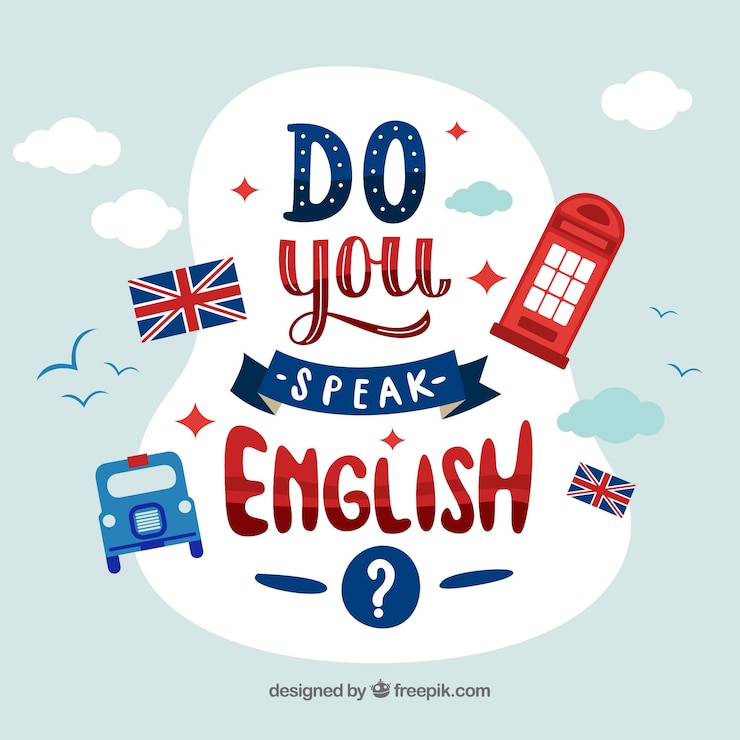 Vettore gratuito parli inglese lettering sfondo