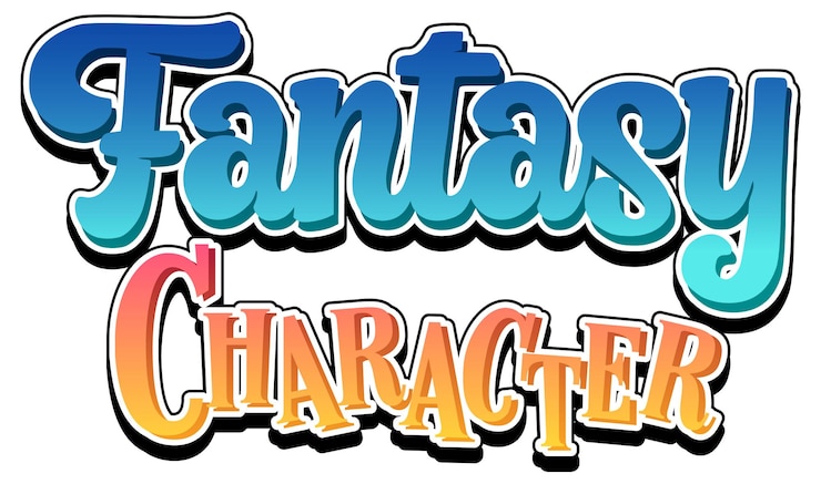 Vettore gratuito parola di testo in stile cartone animato di personaggi fantastici