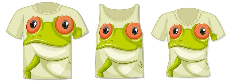 Vettore gratuito parte anteriore della t-shirt con modello di faccia di rana