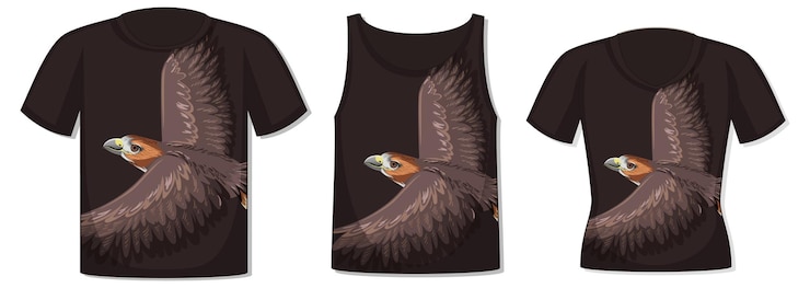Vettore gratuito parte anteriore della t-shirt con modello di falco