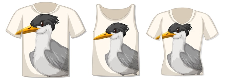 Vettore gratuito parte anteriore della t-shirt con modello di uccello