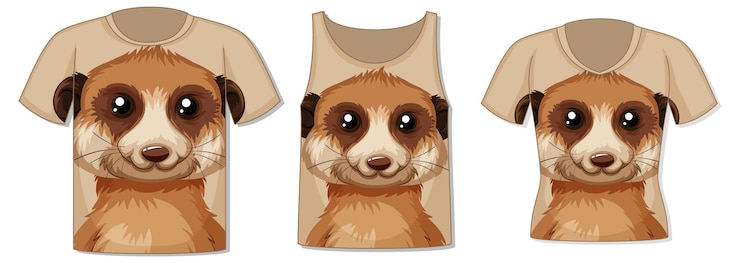 Vettore gratuito parte anteriore della t-shirt con modello suricato