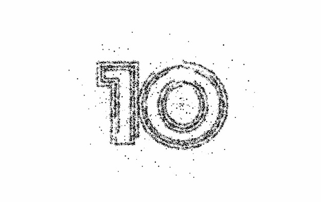 Particella numero 10 sul disegno vettoriale del testo del cerchio.