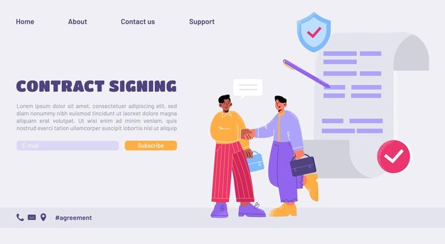 Partner per l'handshake della pagina di destinazione della firma del contratto