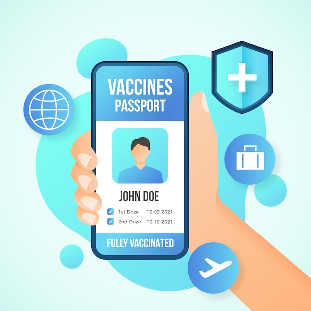 Passaporto di vaccinazione sfumato illustrato