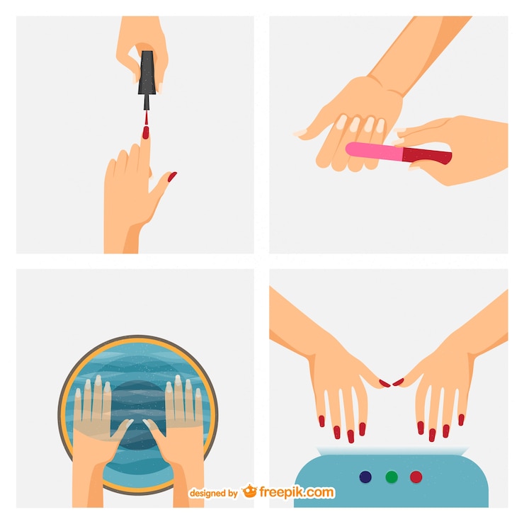 Vettore gratuito passi manicure vettore