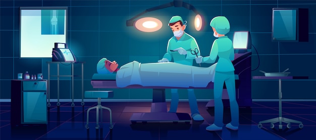 Paziente chirurgo plastico in sala operatoria