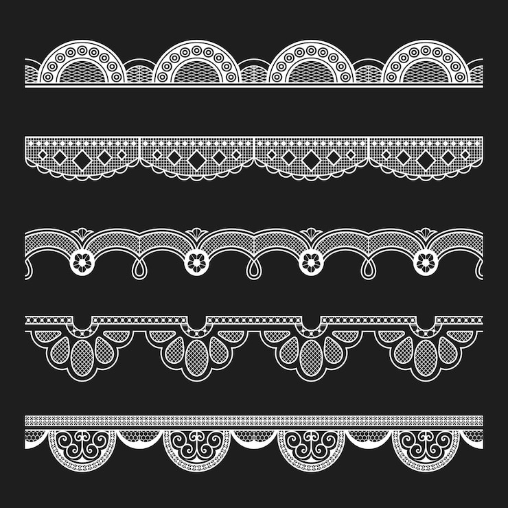Vettore gratuito pennello motivo pizzo floreale, vettore bordo tessuto vintage bianco, compatibile con ai