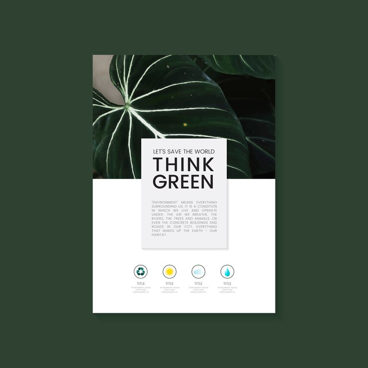 Vettore gratuito pensare vettore di brochure di conservazione ambientale verde