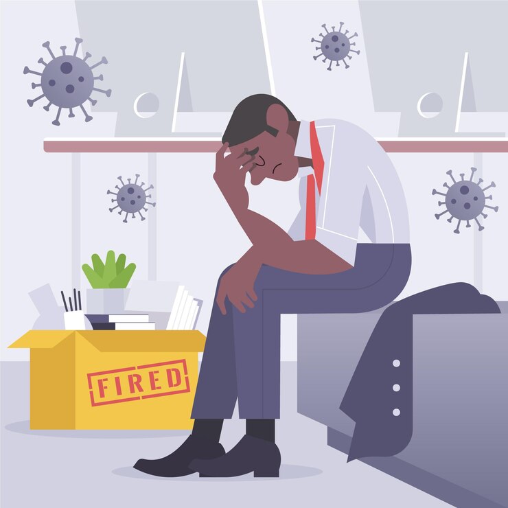 Vettore gratuito perdita di lavoro dovuta al concetto di coronavirus