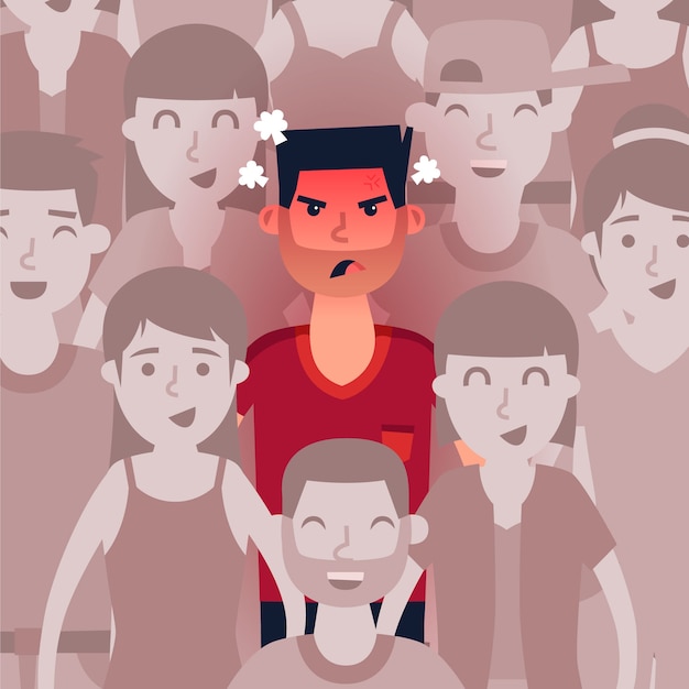 Persona arrabbiata tra la folla