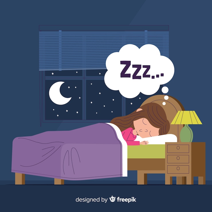 Vettore gratuito persona che dorme sullo sfondo del letto