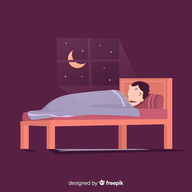 Persona che dorme sullo sfondo del letto